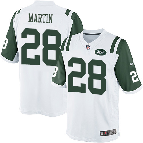 Men's Limited Curtis Martin Nike Jersey White Road - #28 NFL New York Jets